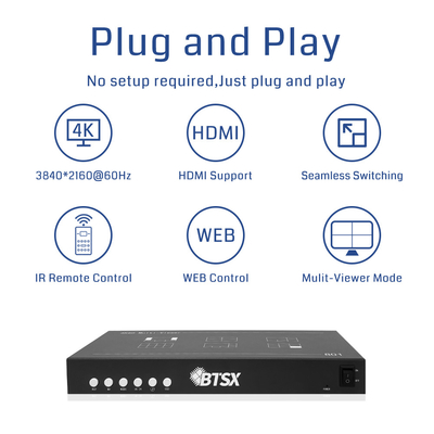 Interface de sortie 1X HDMI 2.0 Processeur vidéo multi-écran pour mur LED 360 mm × 215 mm × 70 mm Taille du paquet