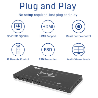 Bitvisus 4K60 8 Pictures Multiviewer HDMI/DP Commutateur vidéo de télécommande infrarouge