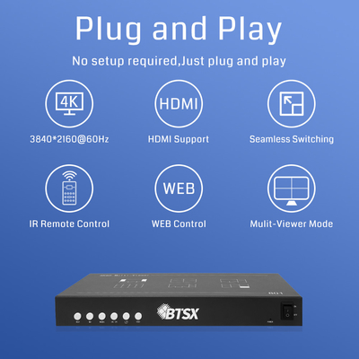 Options de commande RS232 8 Contrôleur d'affichage multi-écran à entrée HDMI pour une commutation vidéo sans effort et une conception conviviale