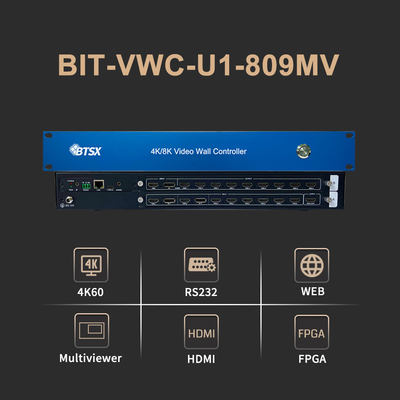 Bitvisus 4K60 8 en 9 Contrôleur de mur vidéo RS232 HDMI/DP Contrôle Web réseau 2x2 Contrôleur de matrice de mur vidéo