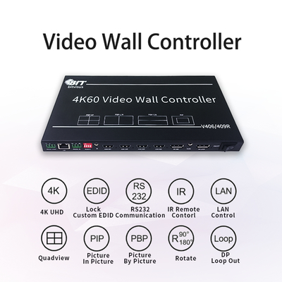 Solution de surveillance de conférence de sécurité HDMI 4x1 Bitvisus 4K60 Adaptateur de commutation d'écran multi-vues pour vues multiples