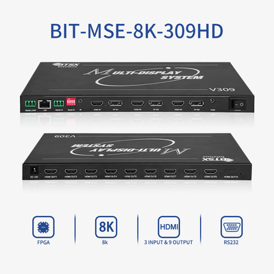 Processeur de mur vidéo professionnel Bitvisus 8K - 9 sorties, sortie vidéo haute définition synchronisée BIT-MSE-8K-309HD